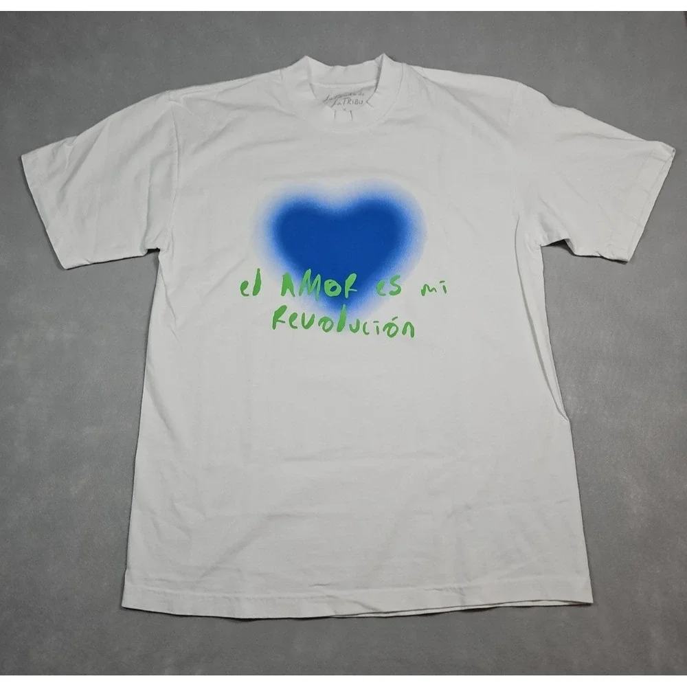 La Tienda de La Tribu Mens White Graphic Print T Shirt Size Medium NWOT‎